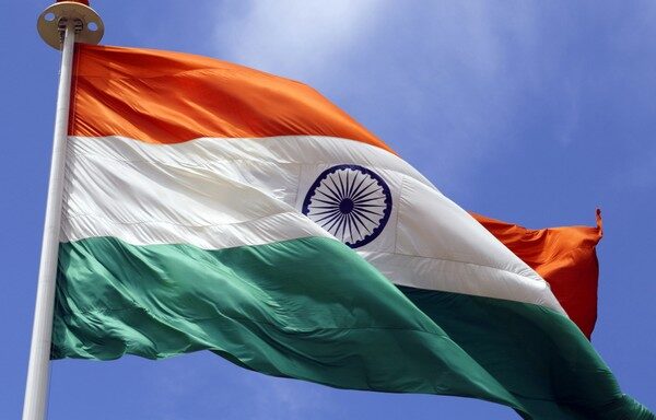 Indian national flag flying at Kargil War memorial, in Drass, Jammu & Kashmir state, India.