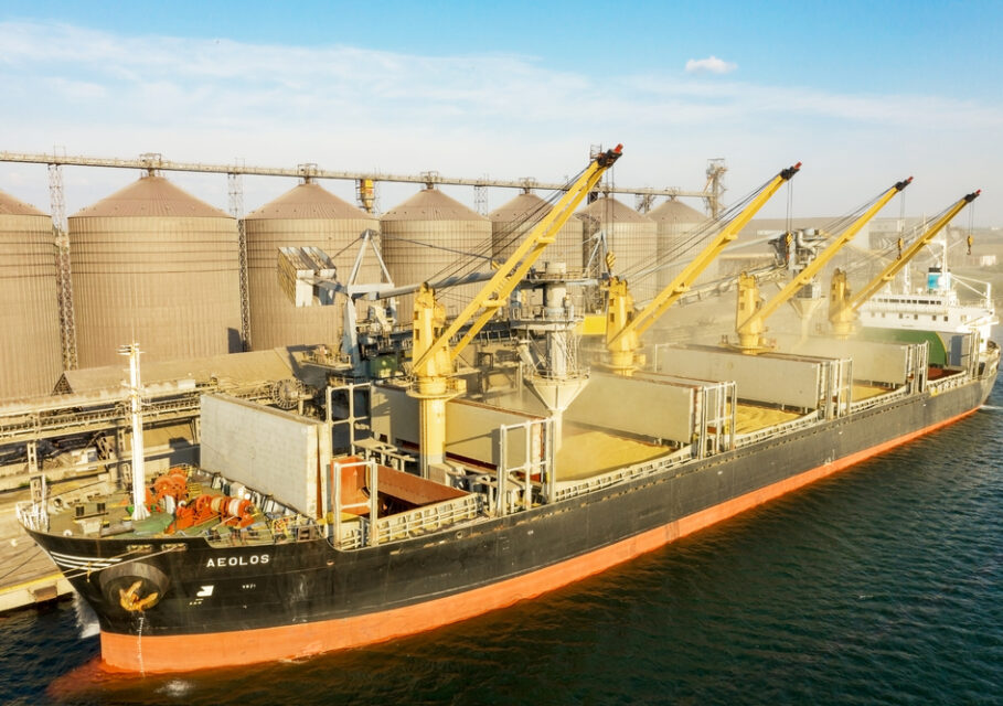 Odessa,,Ukraine,-,August,9,,2021:,Loading,Grain,Into,Holds