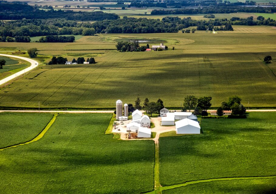 Aerial View of Farm Wisconsin (Transportation and Traffic) wisconsin,farm,landscape,scenic,countryside,agriculture,house,roads
